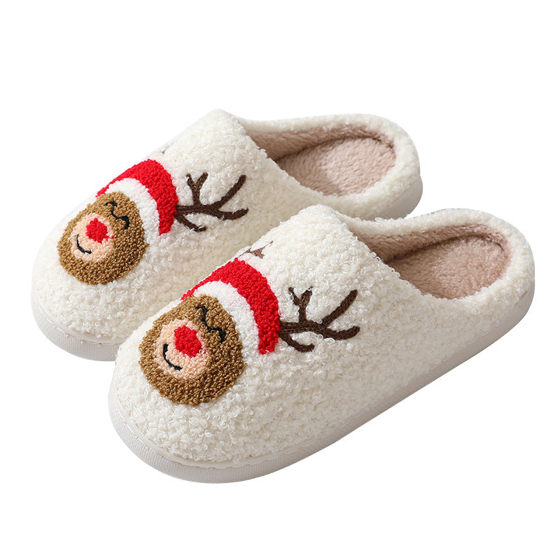 Christmas Cotton Slippers, Warm Furry Santa Claus Home Shoes – Product photo