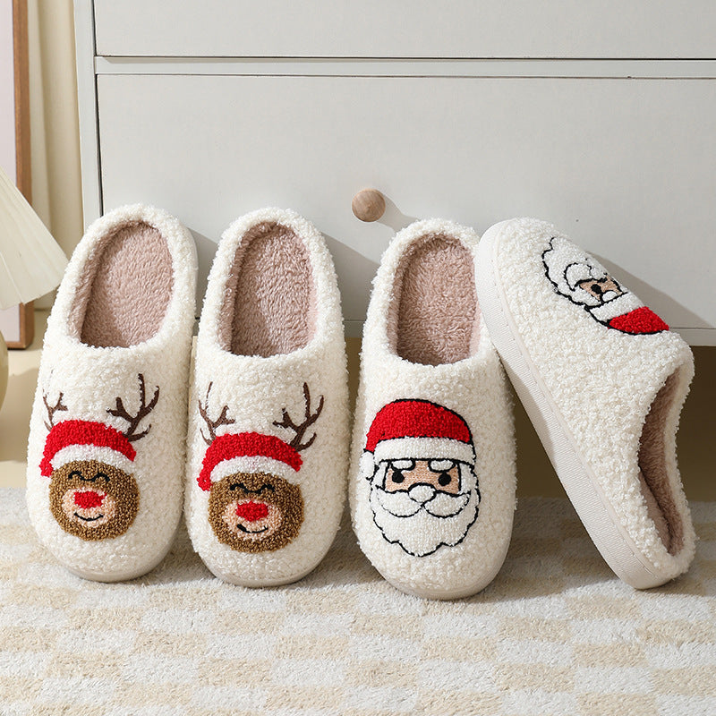 Christmas Cotton Slippers, Warm Furry Santa Claus Home Shoes – Back view