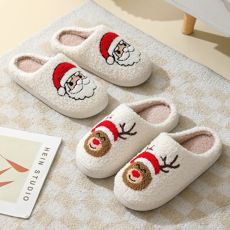 Christmas Cotton Slippers, Warm Furry Santa Claus Home Shoes – Sole view
