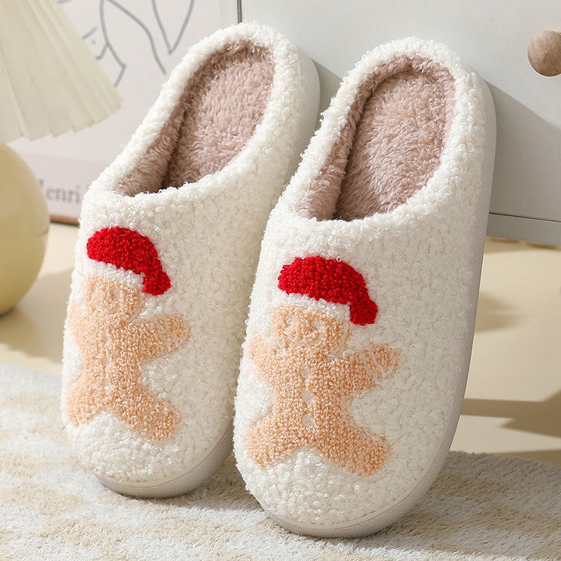 Christmas Cotton Slippers, Warm Furry Santa Claus Home Shoes – Close-up detail