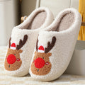 Cozy Elk Plush Slippers – Warm Non-Slip Christmas House Shoes – Angle view