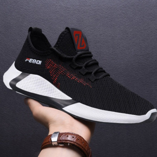 Men's Breathable Mesh Running Shoes – Lightweight Casual Sneakers – Close-up detail