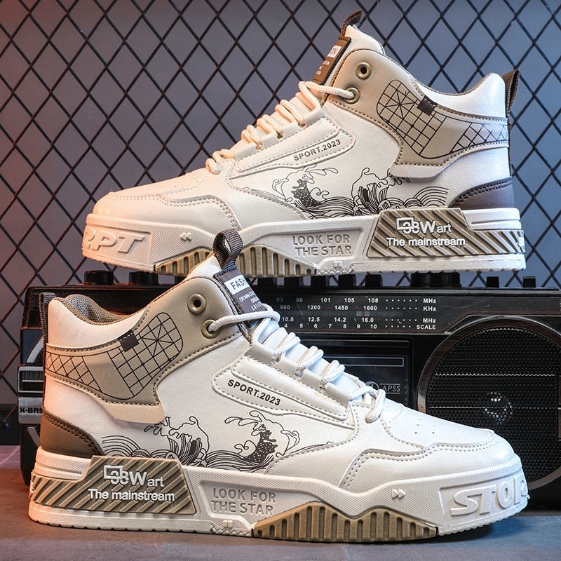 Men's High-Top Board Sneakers – Height-Boosting Casual Trendy Shoes – Close-up detail