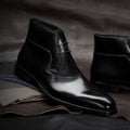 Men's Genuine Leather Martin Boots – Classic Square-Toe Ankle Boots – Top view