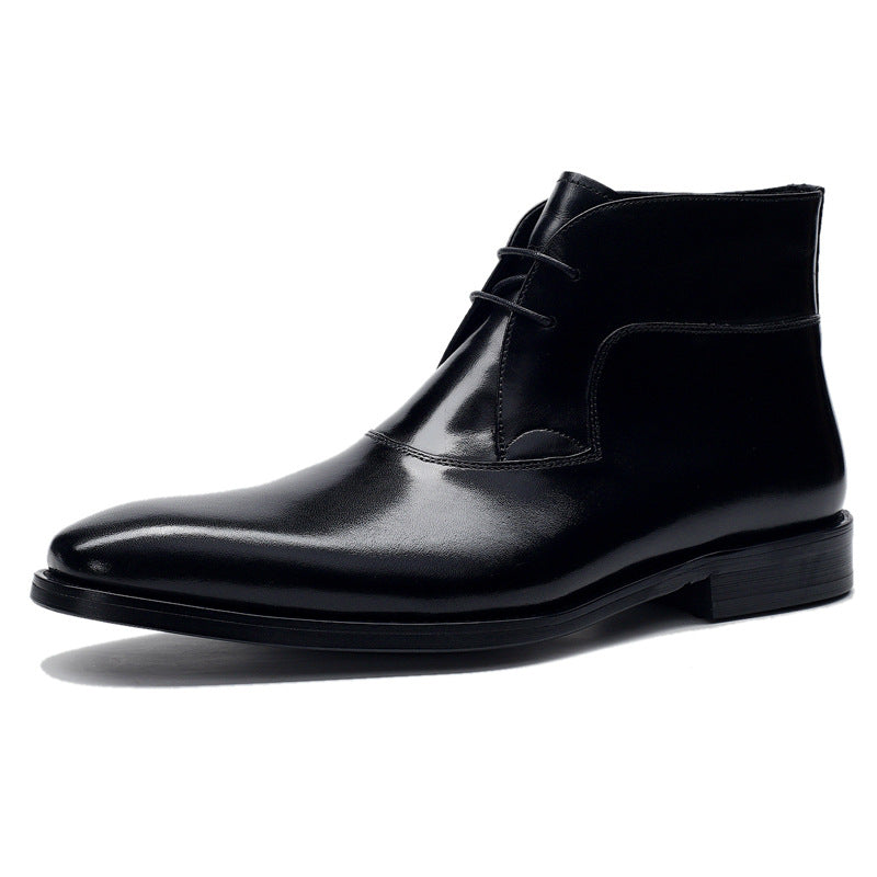 Men's Genuine Leather Martin Boots – Classic Square-Toe Ankle Boots – Sole view