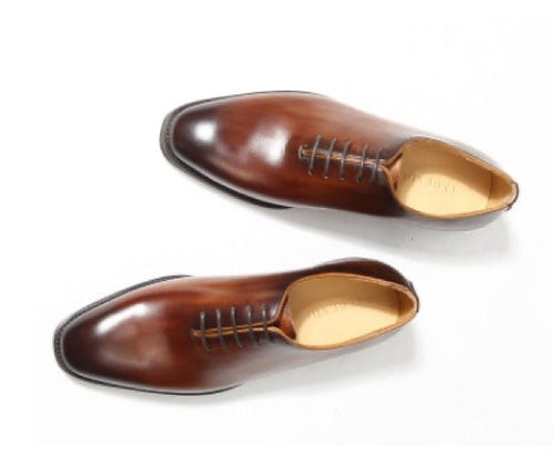 Men's Brown Leather Oxford Shoes – Formal Business & Wedding Shoes – Side view