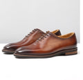 Men's Brown Leather Oxford Shoes – Formal Business & Wedding Shoes – Close-up detail