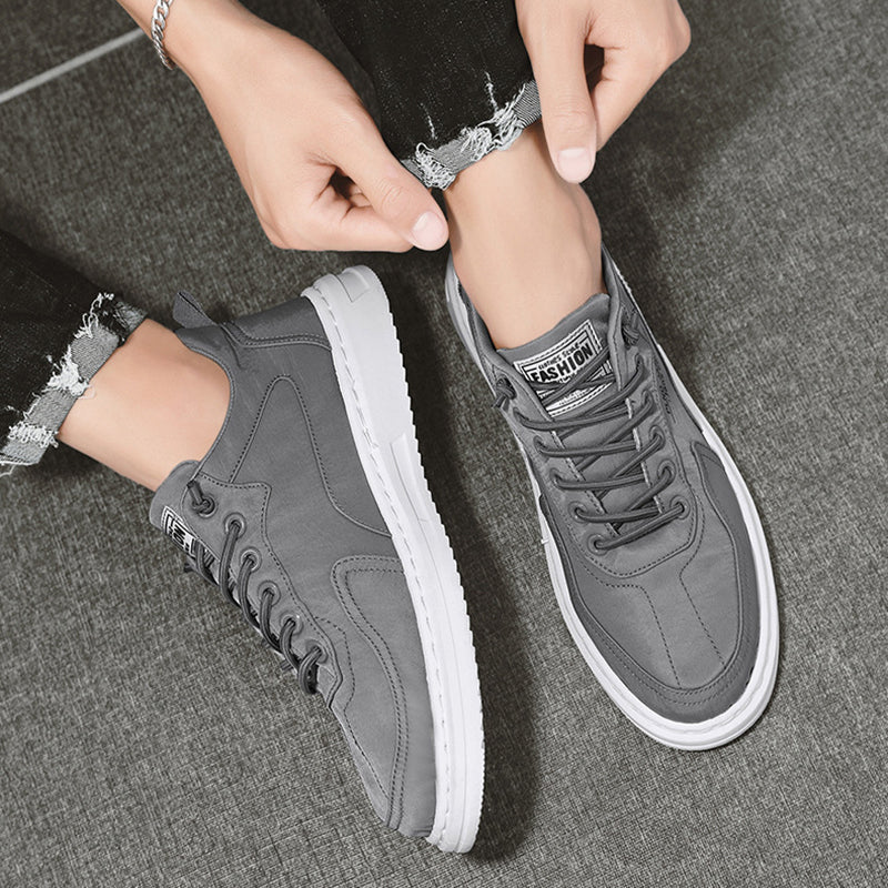 Men's Platform Canvas Sneakers – Lace-Up Casual Sports Shoes – Back view