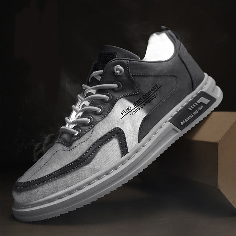 Men's Platform Canvas Sneakers – Lace-Up Casual Sports Shoes – On-foot view