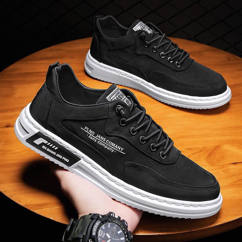 Men's Platform Canvas Sneakers – Lace-Up Casual Sports Shoes – Angle view