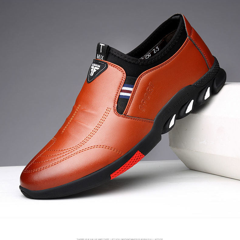 Men's PU Leather Business Shoes – Flat Sole Spring Dress Shoes – Side view