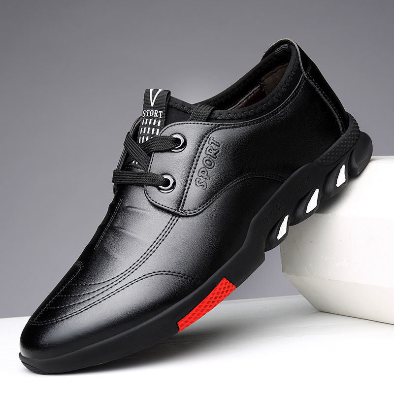 Men's PU Leather Business Shoes – Flat Sole Spring Dress Shoes – Back view