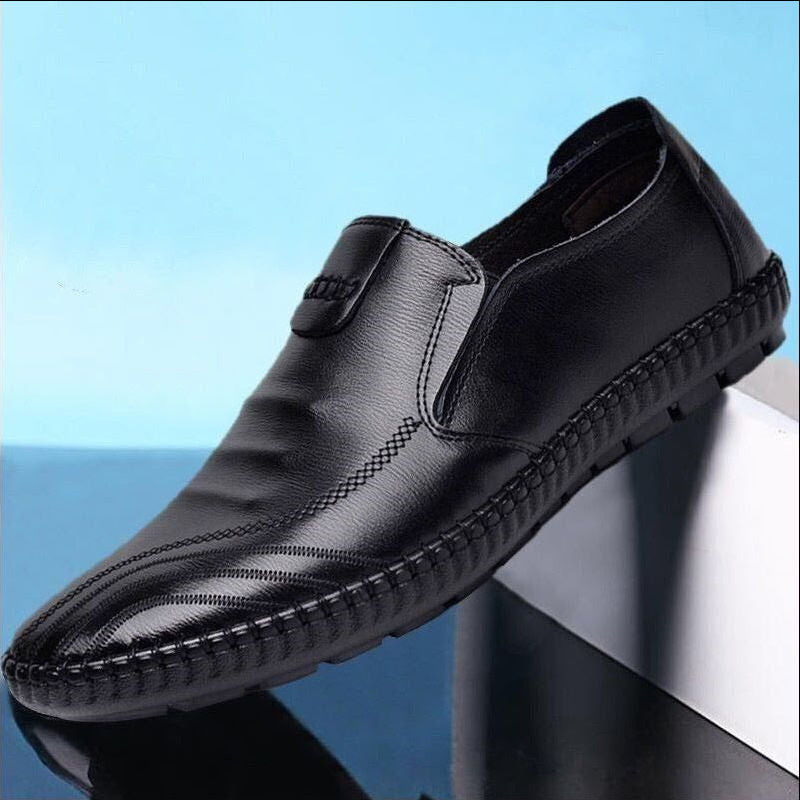 Men's PU Leather Business Shoes – Flat Sole Spring Dress Shoes – Top view