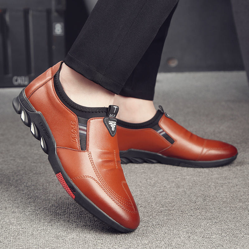 Men's PU Leather Business Shoes – Flat Sole Spring Dress Shoes – Sole view