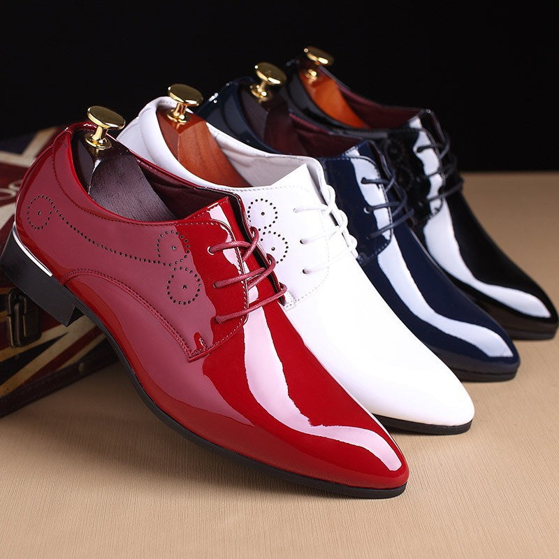 Men's Slip-On Leather Dress Shoes – Casual Business Driving Loafers – Front view