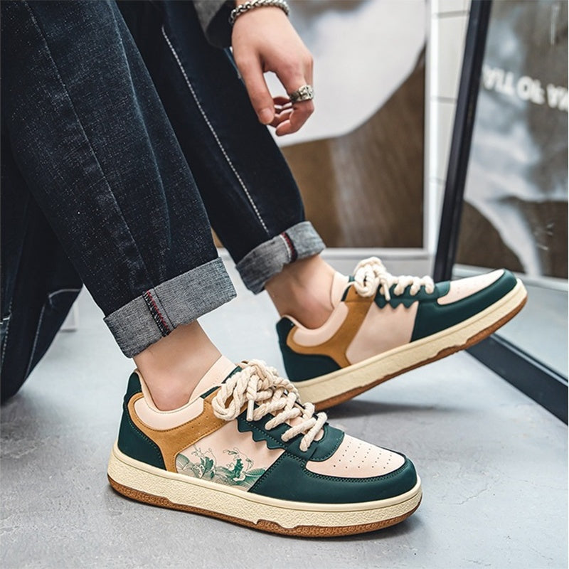 Men's Thick-Sole Platform Sneakers – Breathable Lace-Up Walking Shoes – Sole view