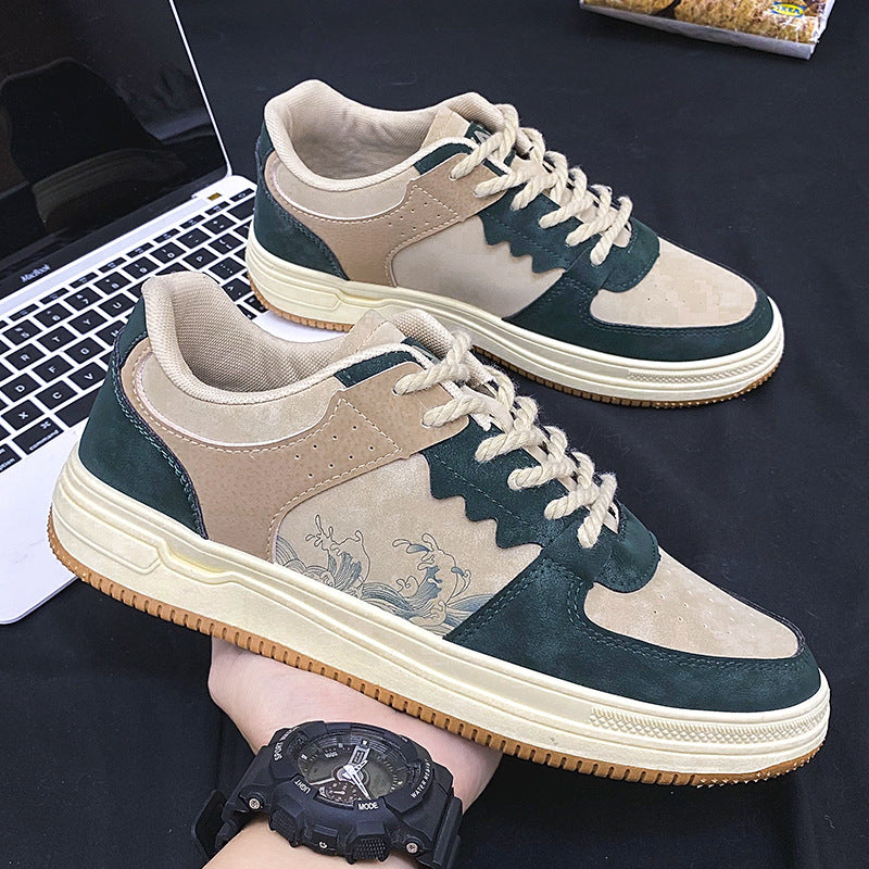 Men's Thick-Sole Platform Sneakers – Breathable Lace-Up Walking Shoes – Full product view