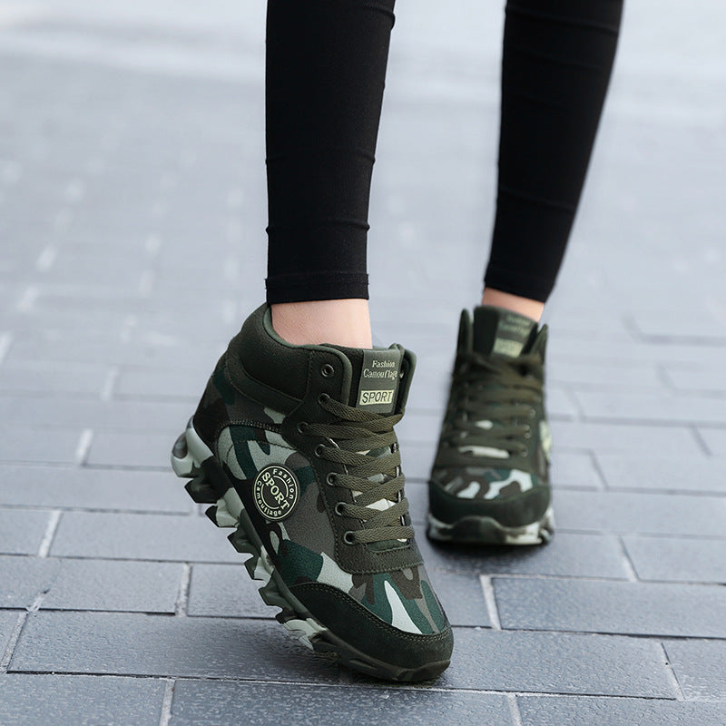 Women's Camo Platform Sneakers – Height-Increasing Canvas Shoes – Front view