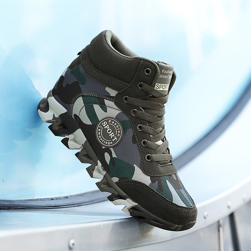 Women's Camo Platform Sneakers – Height-Increasing Canvas Shoes – Back view