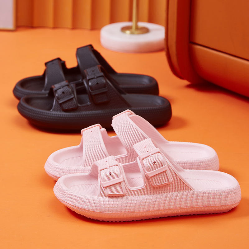 Women's Platform Buckle Slide Sandals – Soft Sole Summer Slippers – Product photo