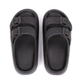 Women's Platform Buckle Slide Sandals – Soft Sole Summer Slippers – Front view