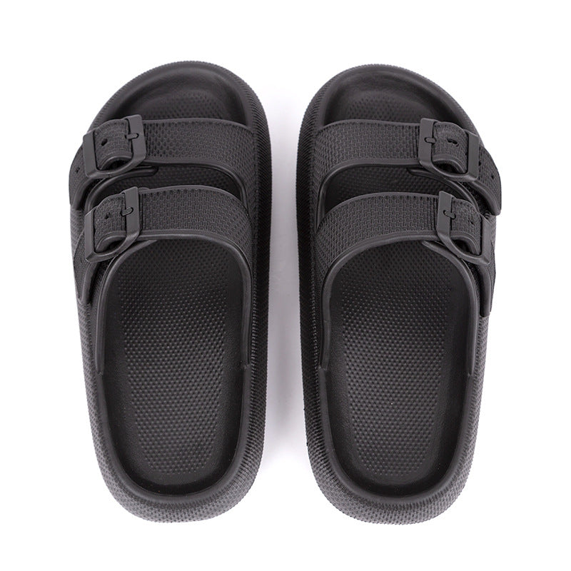Women's Platform Buckle Slide Sandals – Soft Sole Summer Slippers – Front view