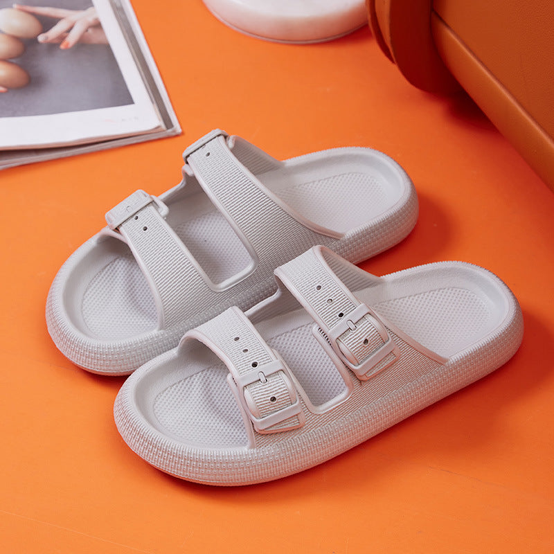 Women's Platform Buckle Slide Sandals – Soft Sole Summer Slippers – Back view