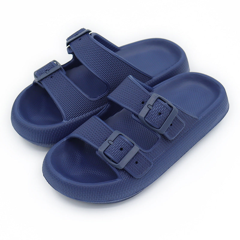 Women's Platform Buckle Slide Sandals – Soft Sole Summer Slippers – Close-up detail