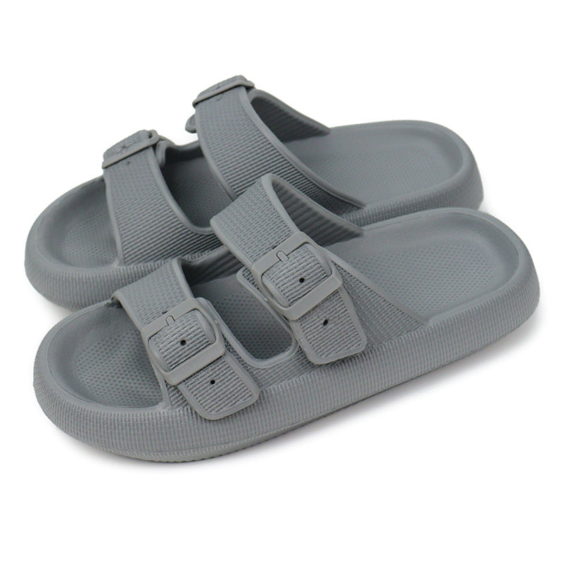 Women's Platform Buckle Slide Sandals – Soft Sole Summer Slippers – Full product view