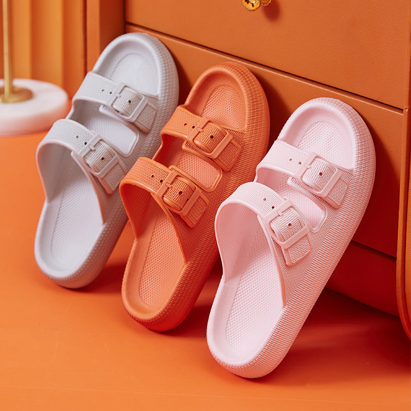 Women's Platform Buckle Slide Sandals – Soft Sole Summer Slippers – Top view