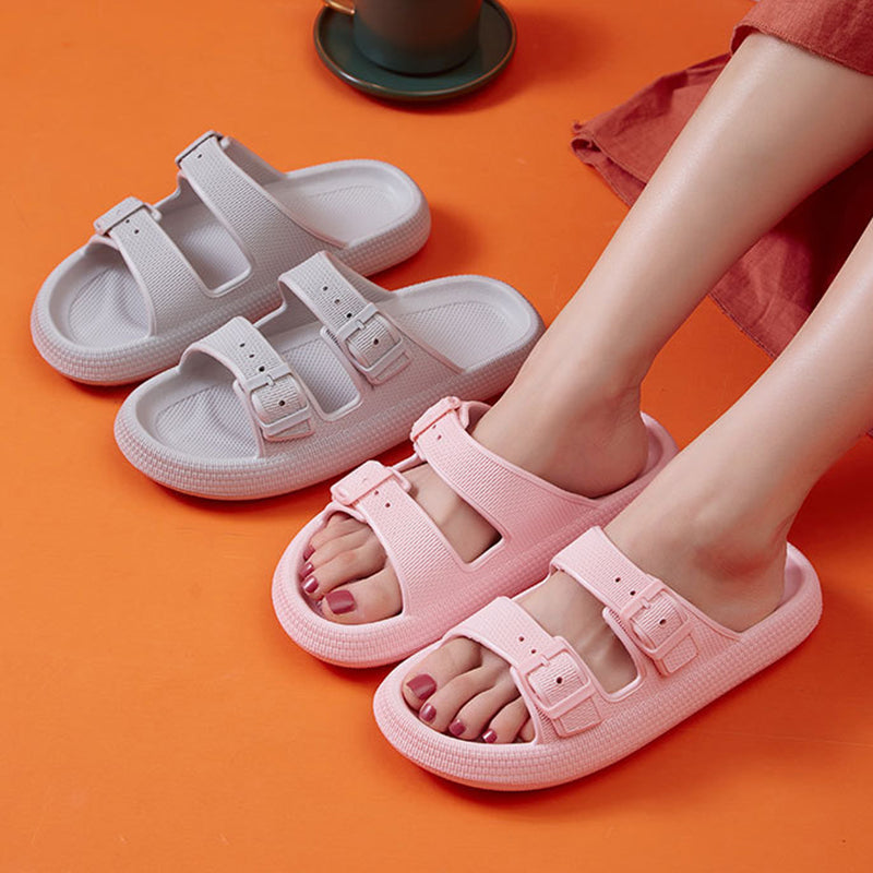Women's Platform Buckle Slide Sandals – Soft Sole Summer Slippers – Sole view
