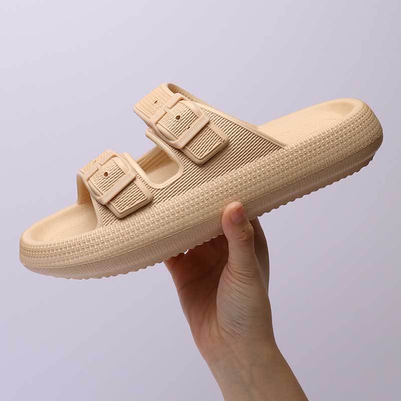 Women's Platform Buckle Slide Sandals – Soft Sole Summer Slippers – Full product view