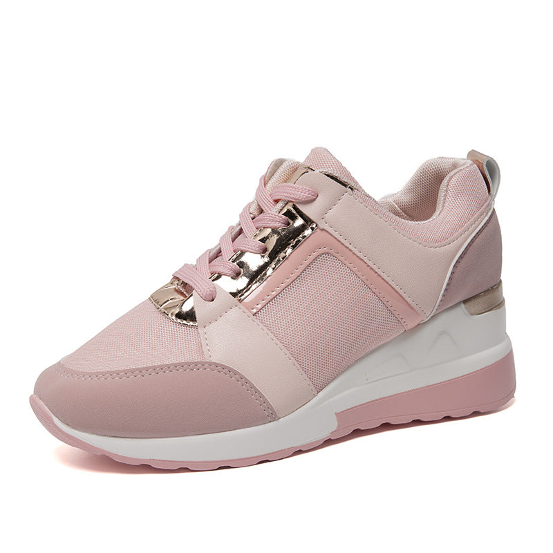Women's Platform Wedge Sneakers – Lace-Up Mesh Casual Walking Shoes – Top view