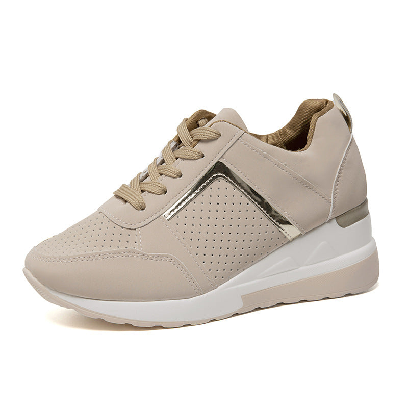 Women's Platform Wedge Sneakers – Lace-Up Mesh Casual Walking Shoes – Sole view