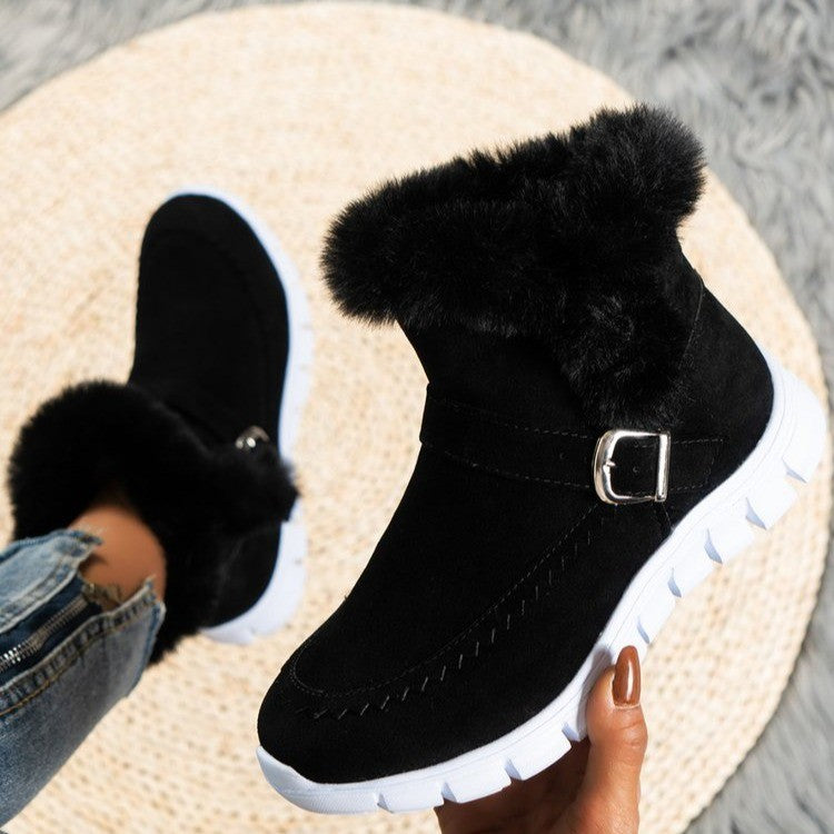 Women's Plush-Lined Suede Ankle Boots – Warm Winter Snow Boots – Sole view