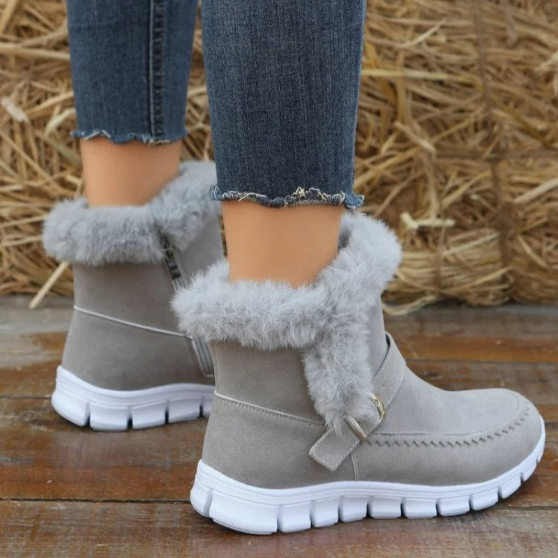 Women's Plush-Lined Suede Ankle Boots – Warm Winter Snow Boots – Full product view